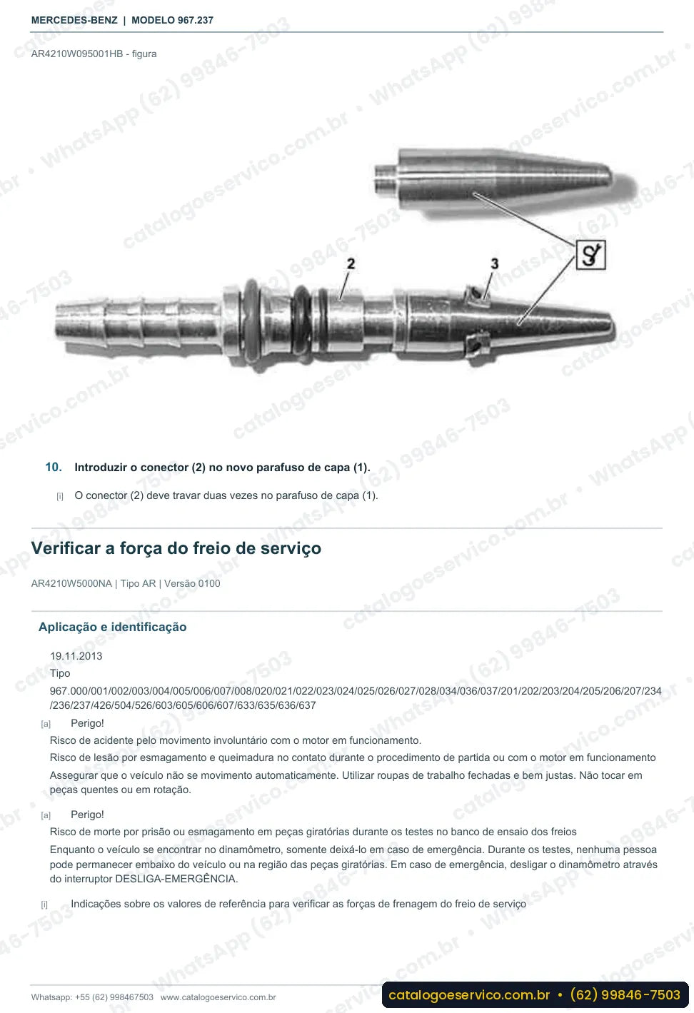 Página de procedimento do manual de oficina Mercedes-Benz Atego 1521 AK