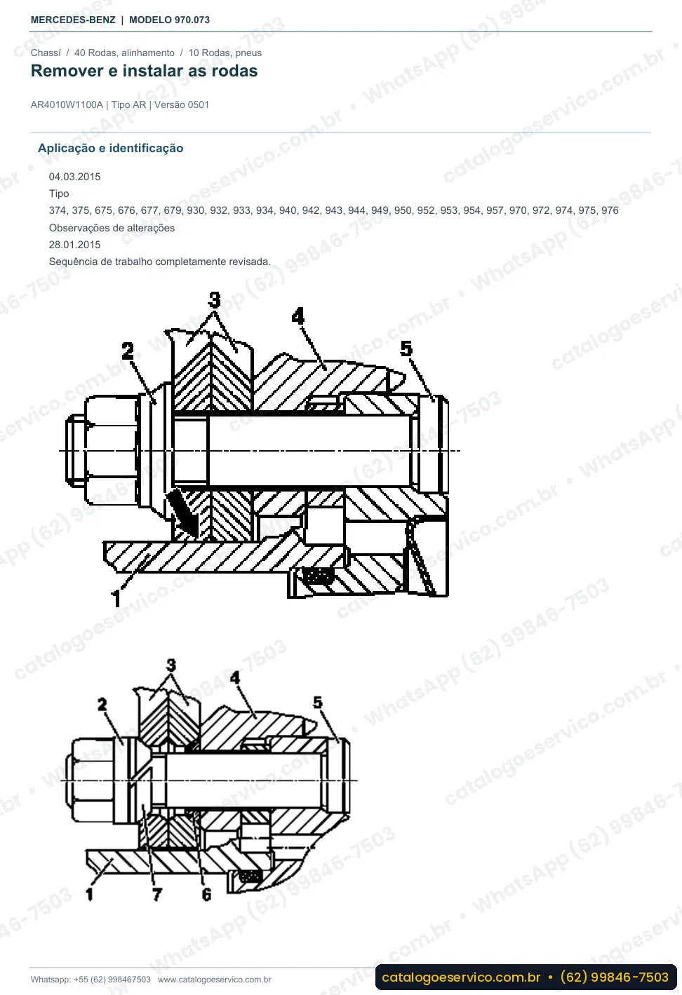 Página de procedimento do manual de oficina Mercedes-Benz Atego 1522