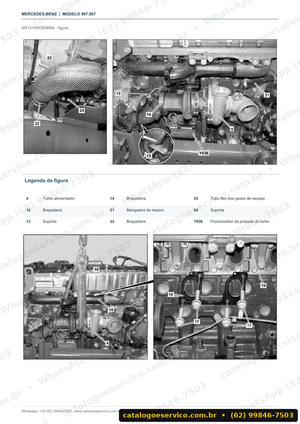 Página de procedimento do manual de oficina Mercedes-Benz Atego 1524
