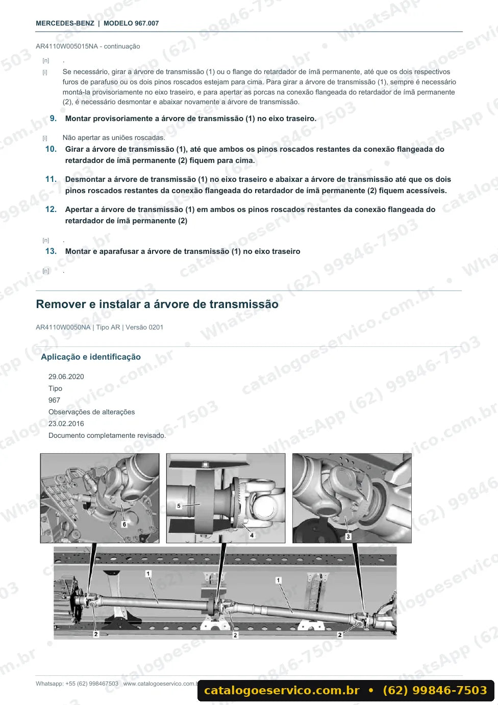 Página de procedimento do manual de oficina Mercedes-Benz Atego 1524
