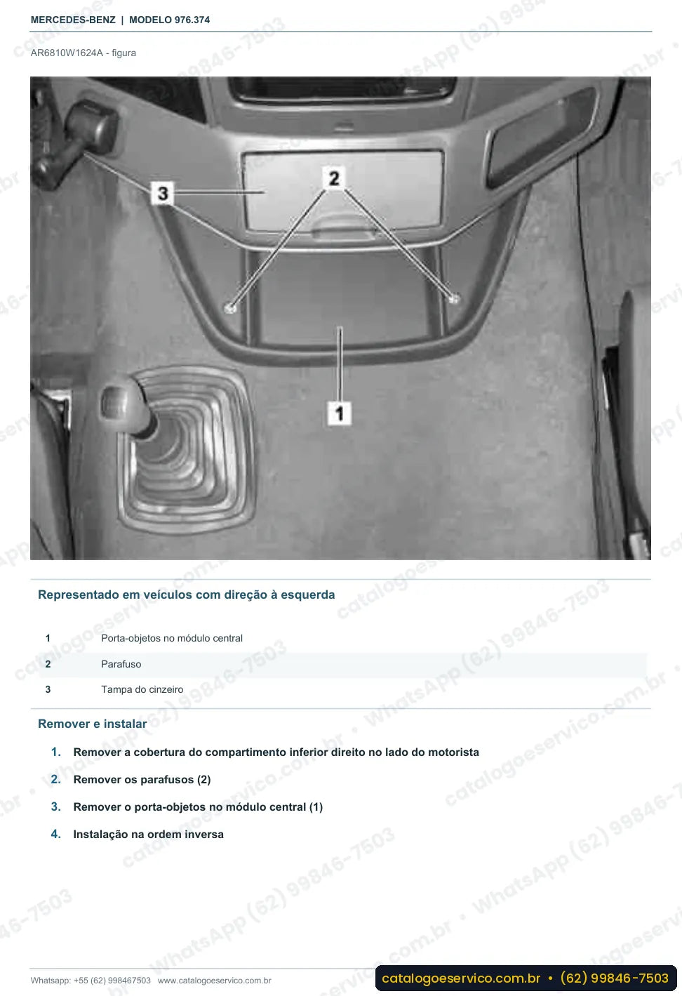 Página de procedimento do manual de oficina Mercedes-Benz Atego 1525