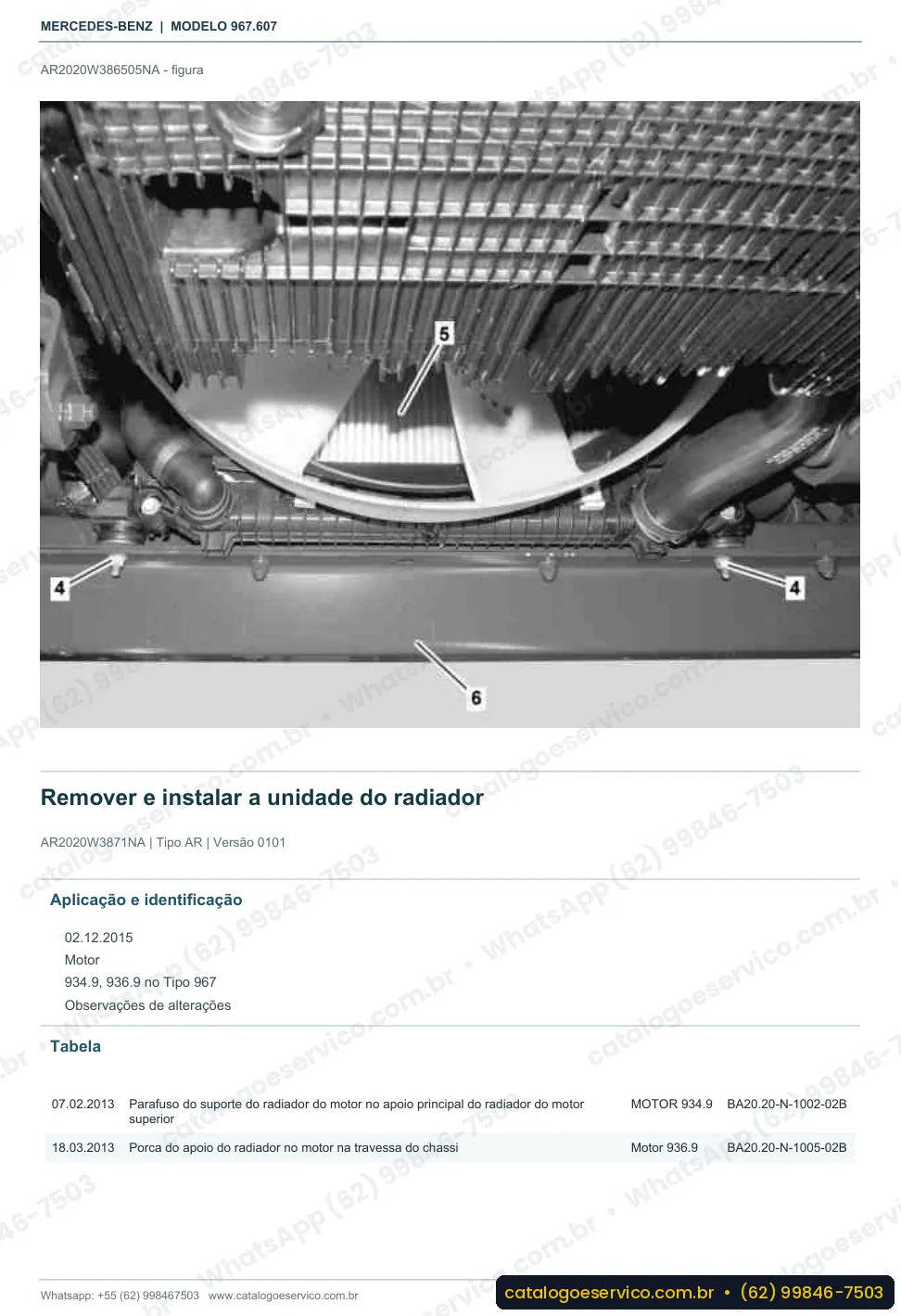 Página de procedimento do manual de oficina Mercedes-Benz Atego 1527 F