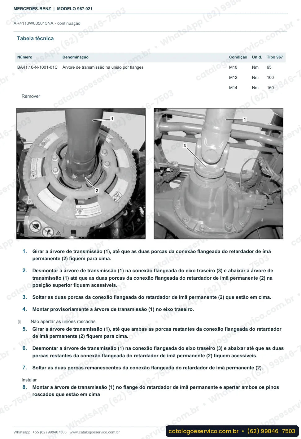 Página de procedimento do manual de oficina Mercedes-Benz Atego 816 L