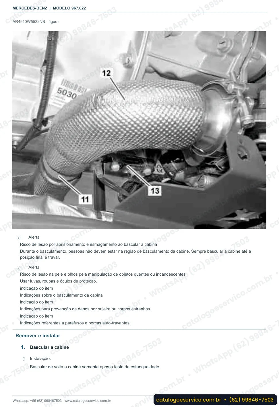 Página de procedimento do manual de oficina Mercedes-Benz Atego 821 L