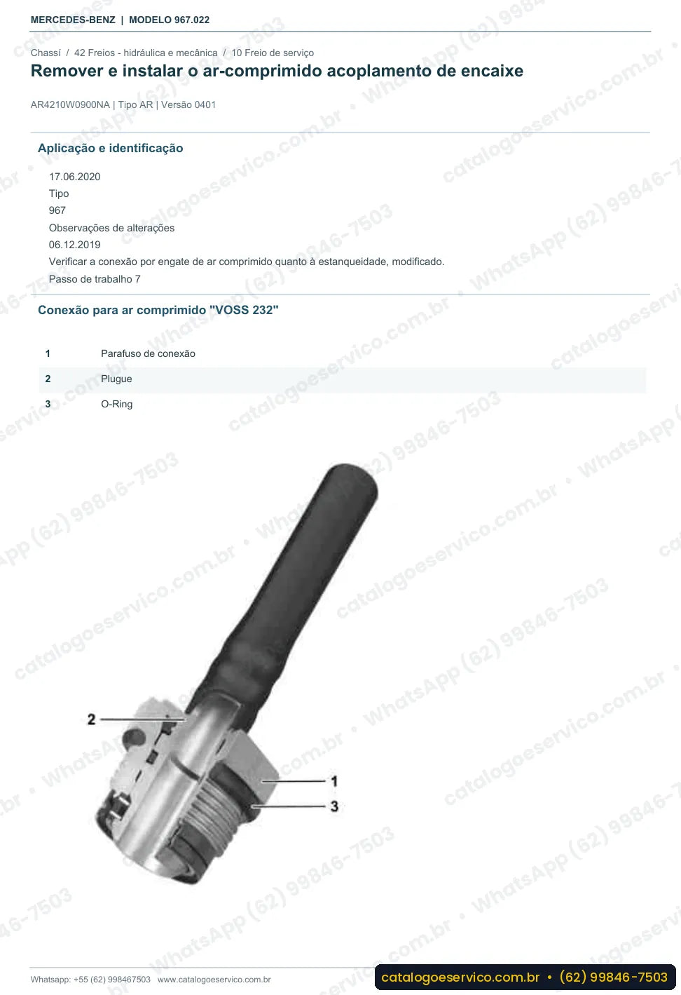Página de procedimento do manual de oficina Mercedes-Benz Atego 821 L