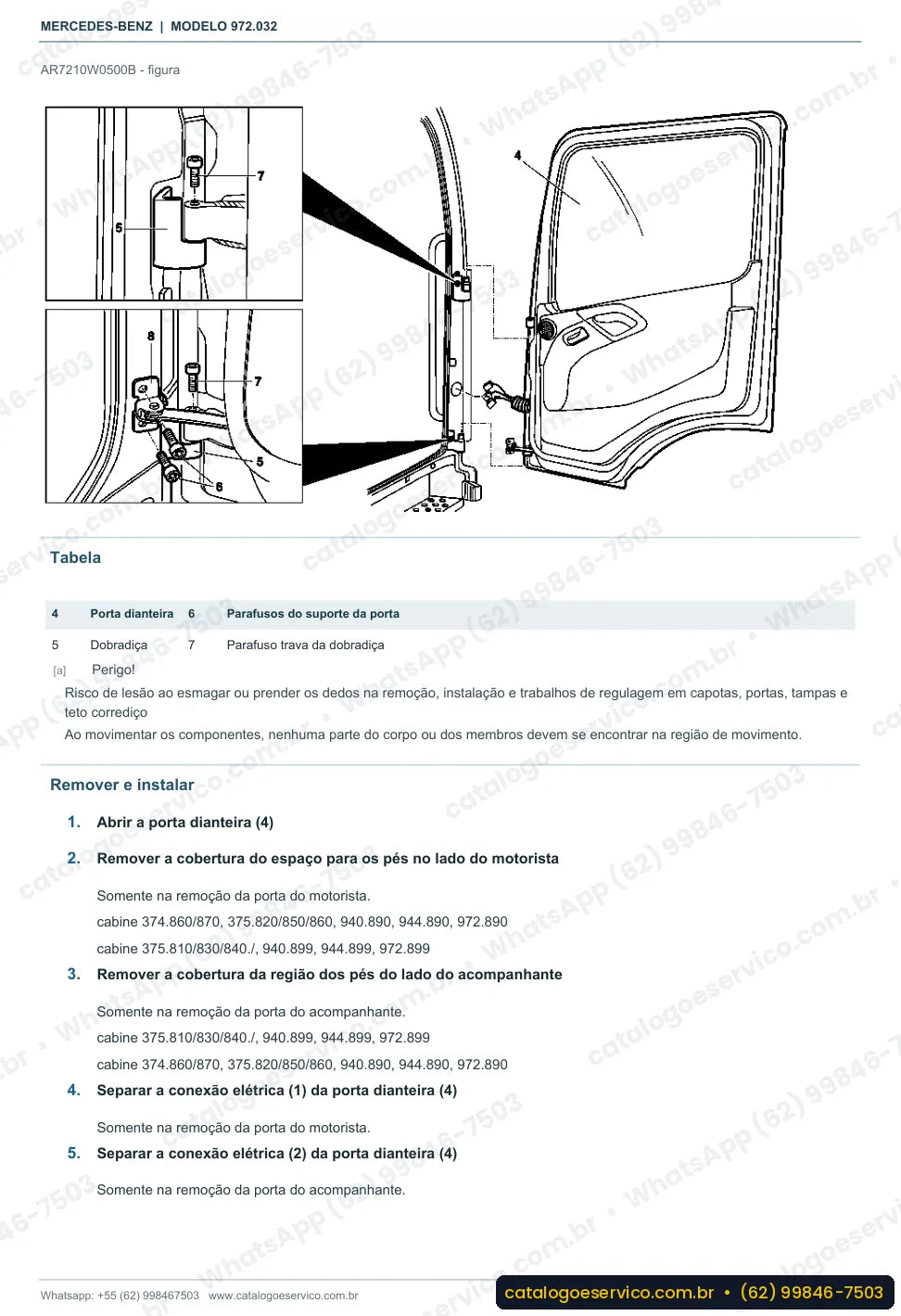 Página de procedimento do manual de oficina Mercedes-Benz Atego 915 K