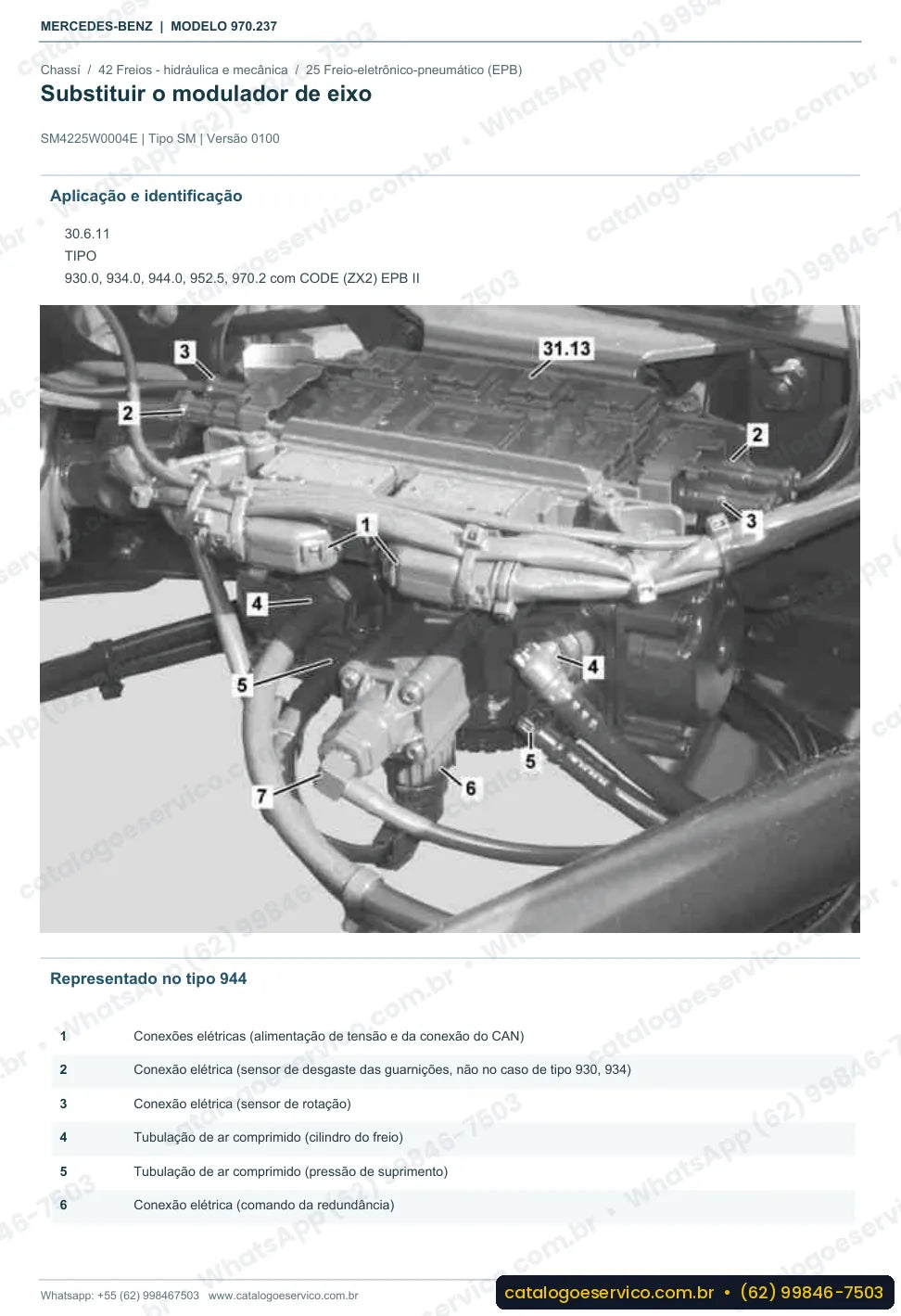 Página de procedimento do manual de oficina Mercedes-Benz Atego 915 L