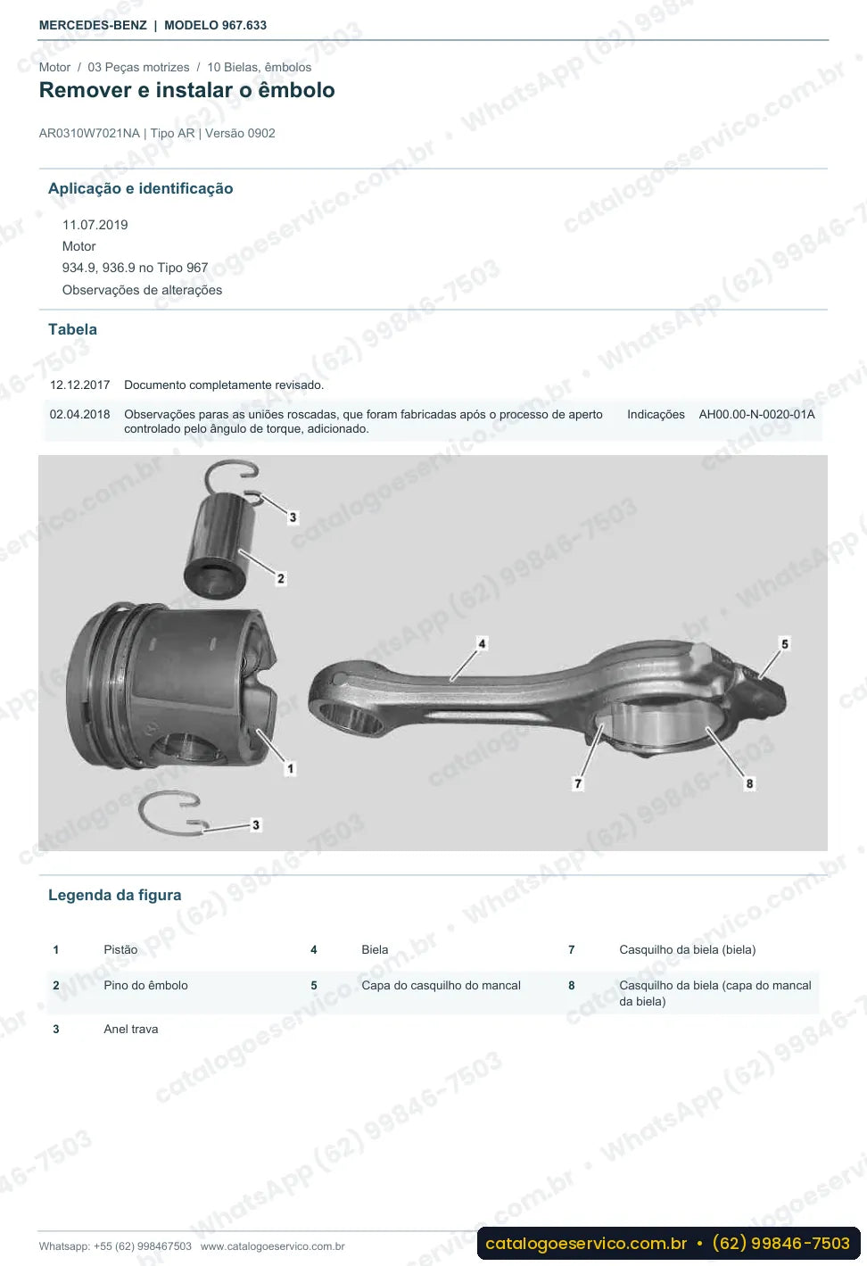 Página de procedimento do manual de oficina Mercedes-Benz Atego 918 AF