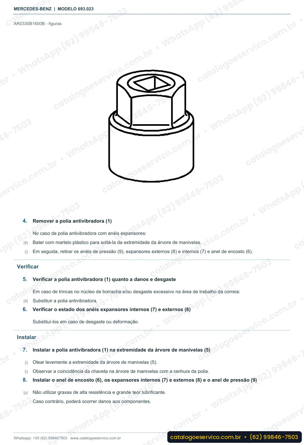 Página de procedimento do manual de oficina Mercedes-Benz Atron 1214 C