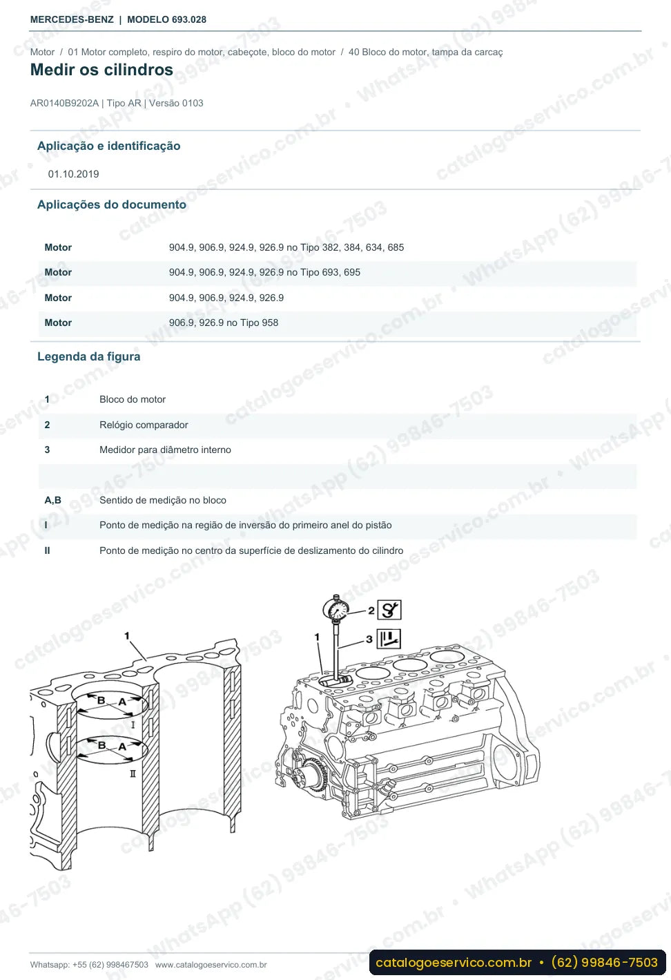 Página de procedimento do manual de oficina Mercedes-Benz Atron 1215 C