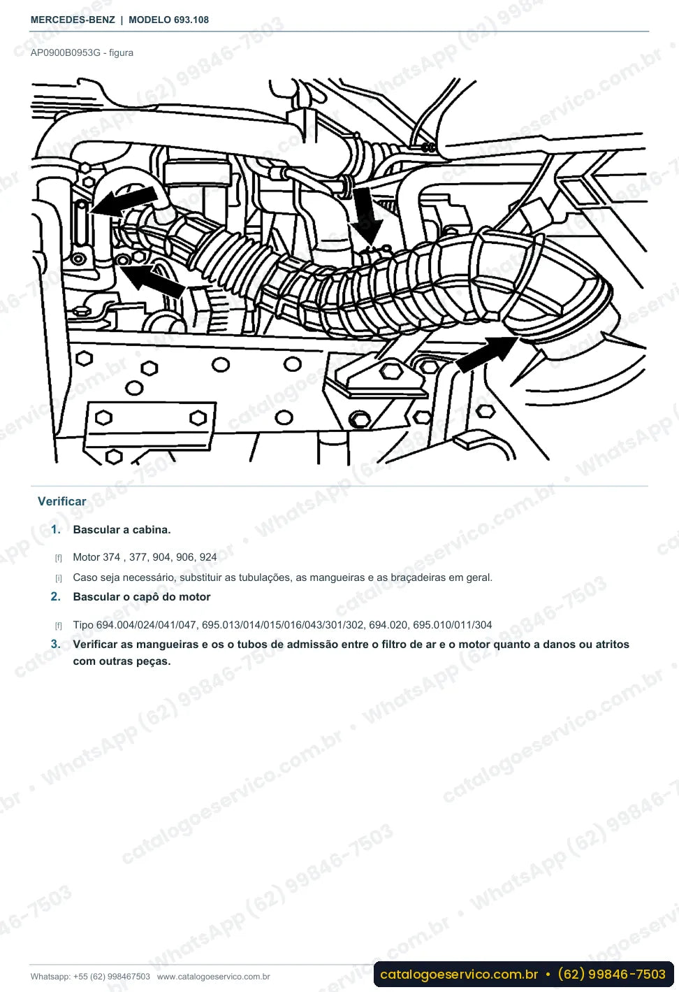 Página de procedimento do manual de oficina Mercedes-Benz Atron 1418 R