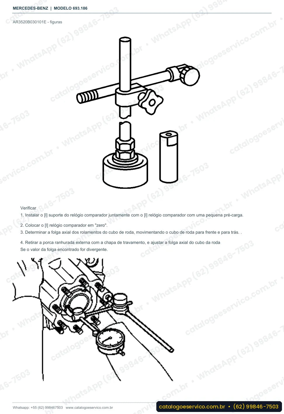 Página de procedimento do manual de oficina Mercedes-Benz Atron 1718 M