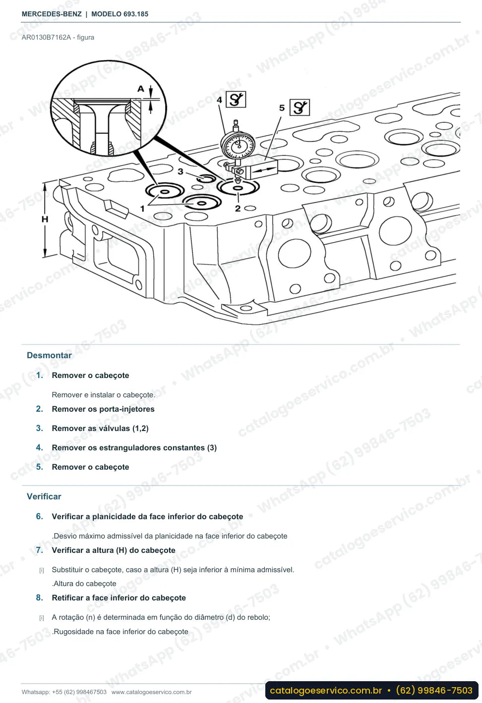 Página de procedimento do manual de oficina Mercedes-Benz Atron 1719