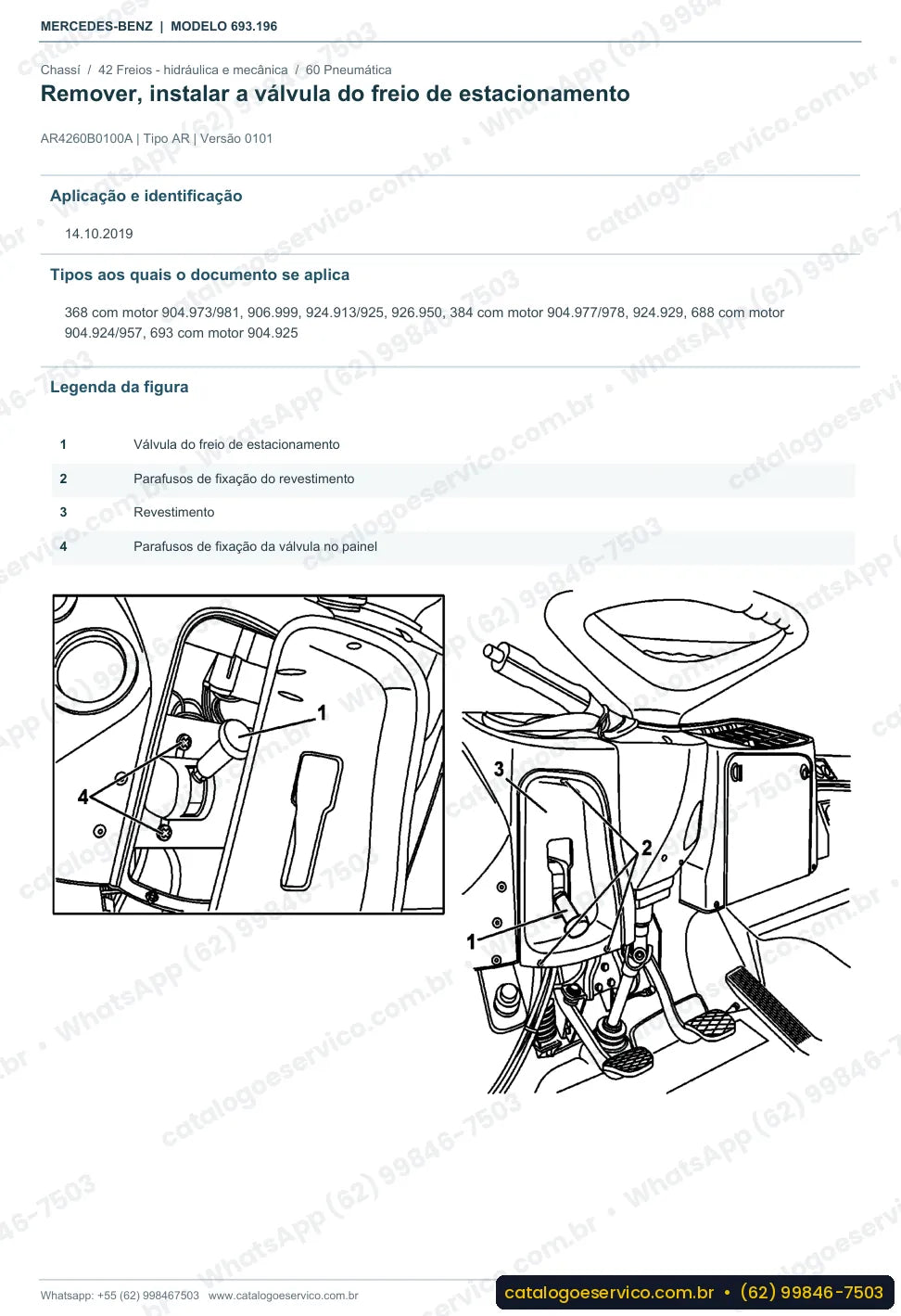 Página de procedimento do manual de oficina Mercedes-Benz Atron 1938 S