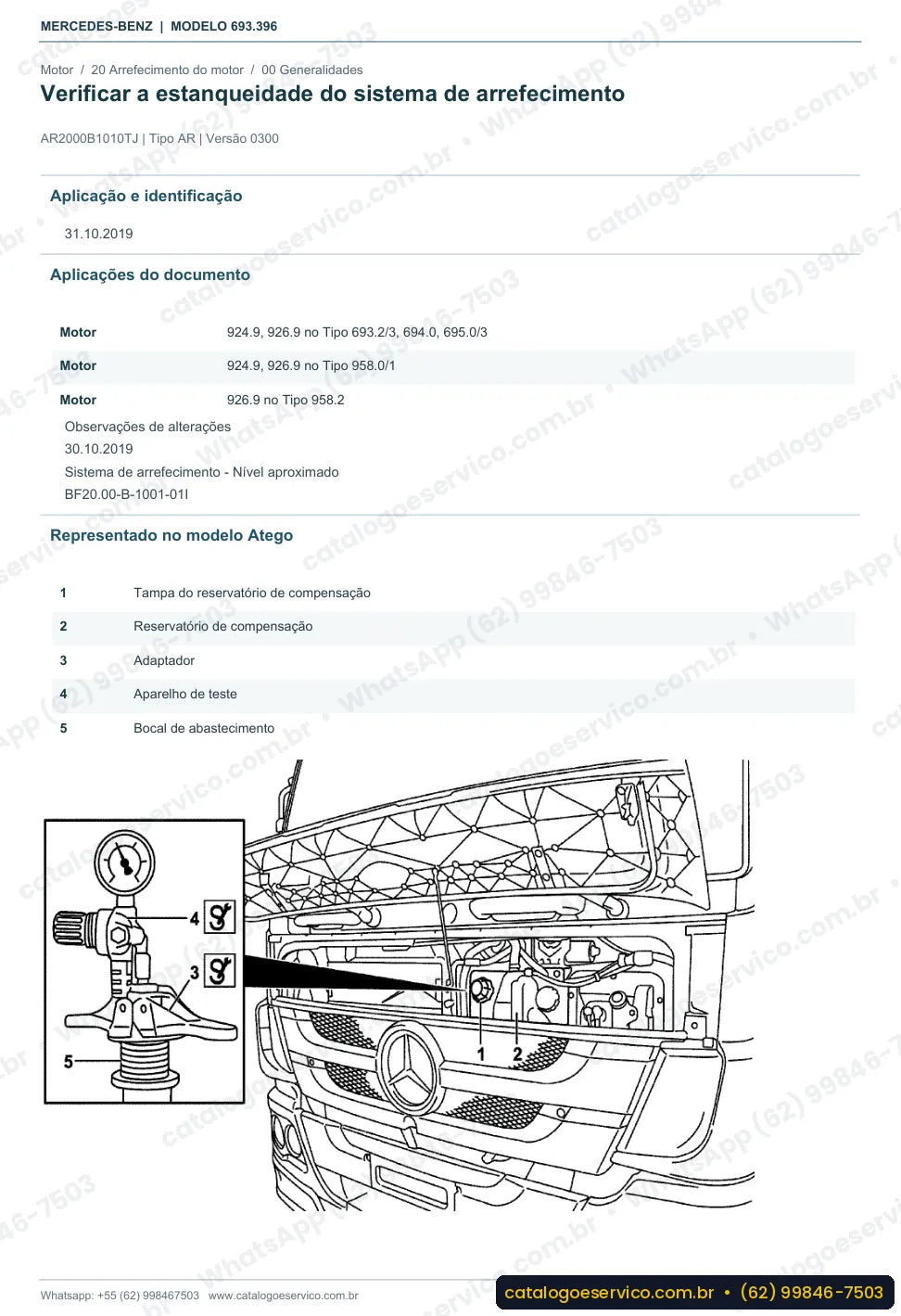 Página de procedimento do manual de oficina Mercedes-Benz Atron 2423 B