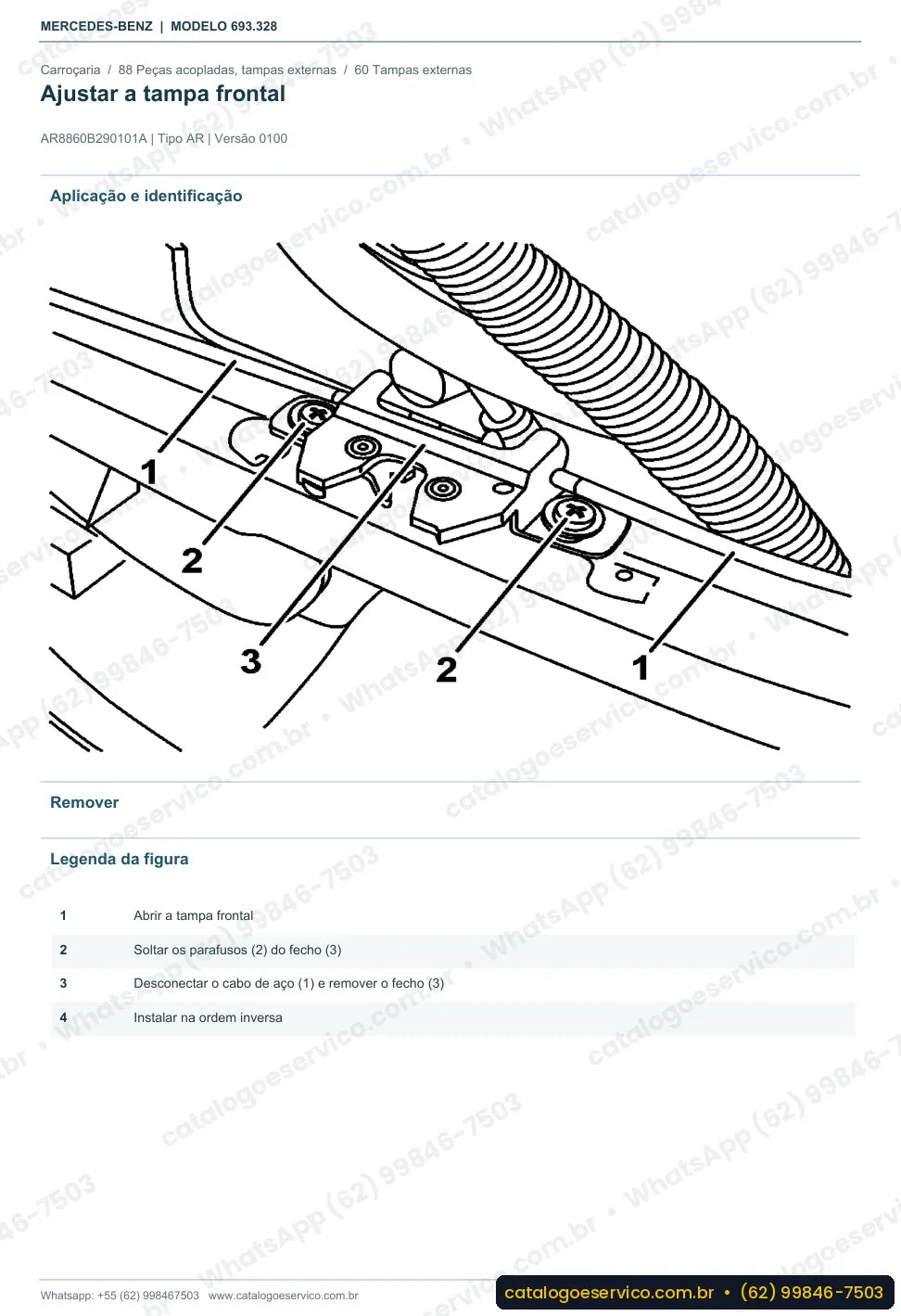 Página de procedimento do manual de oficina Mercedes-Benz Atron 2726