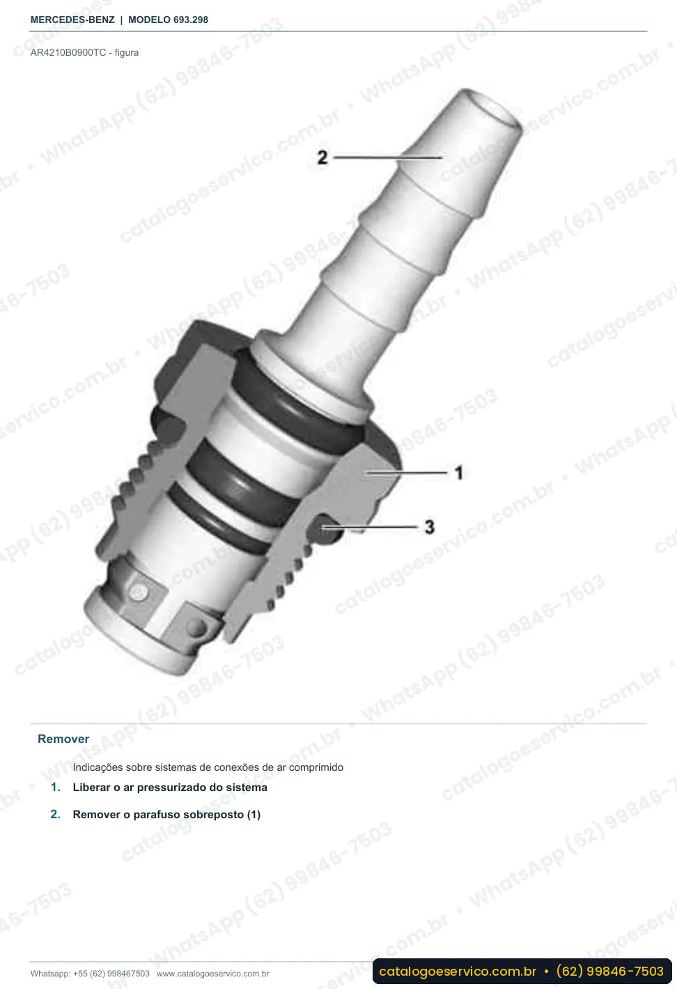 Página de procedimento do manual de oficina Mercedes-Benz Atron 2729 B