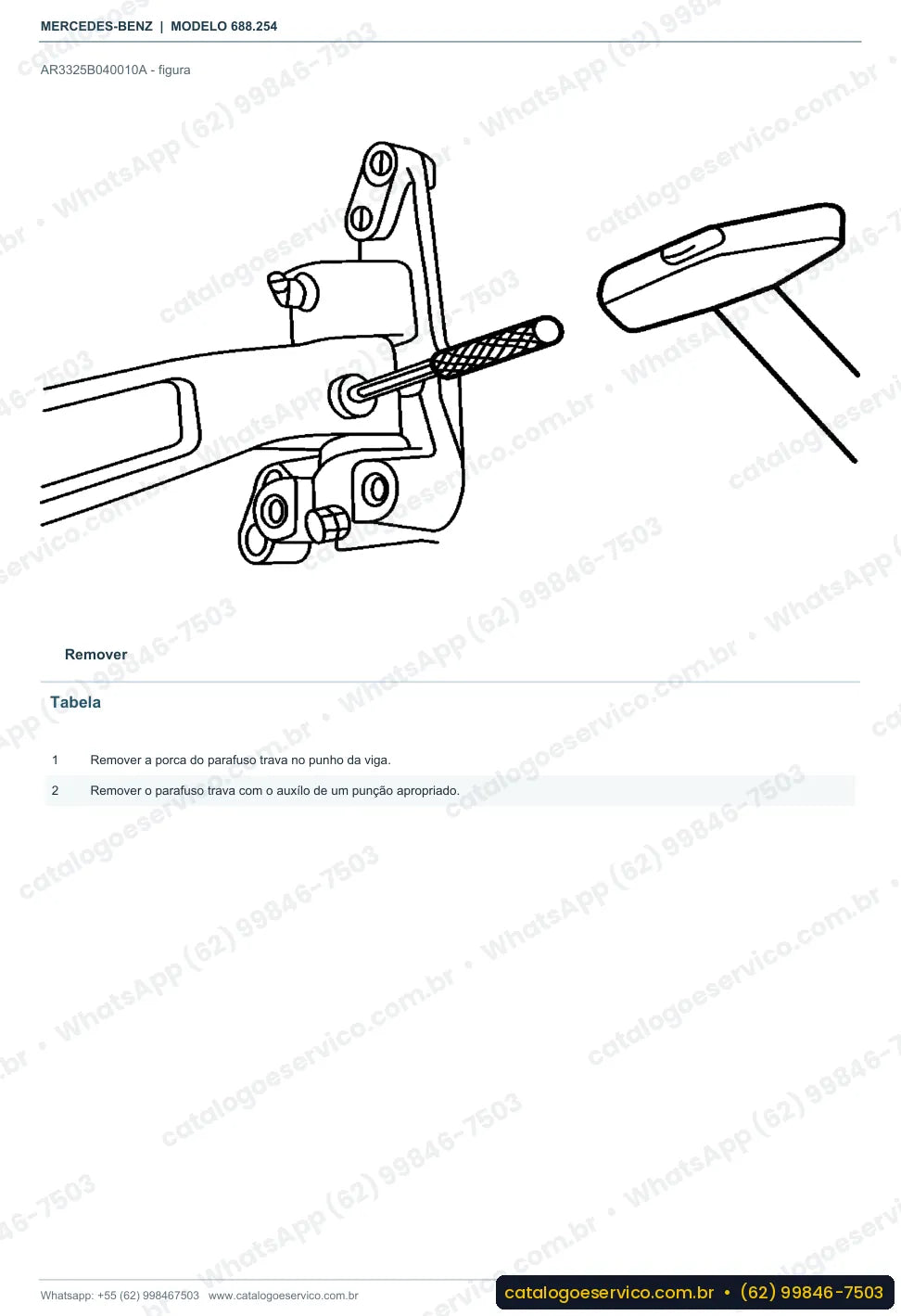 Página de procedimento do manual de oficina Mercedes-Benz Atron 712 C