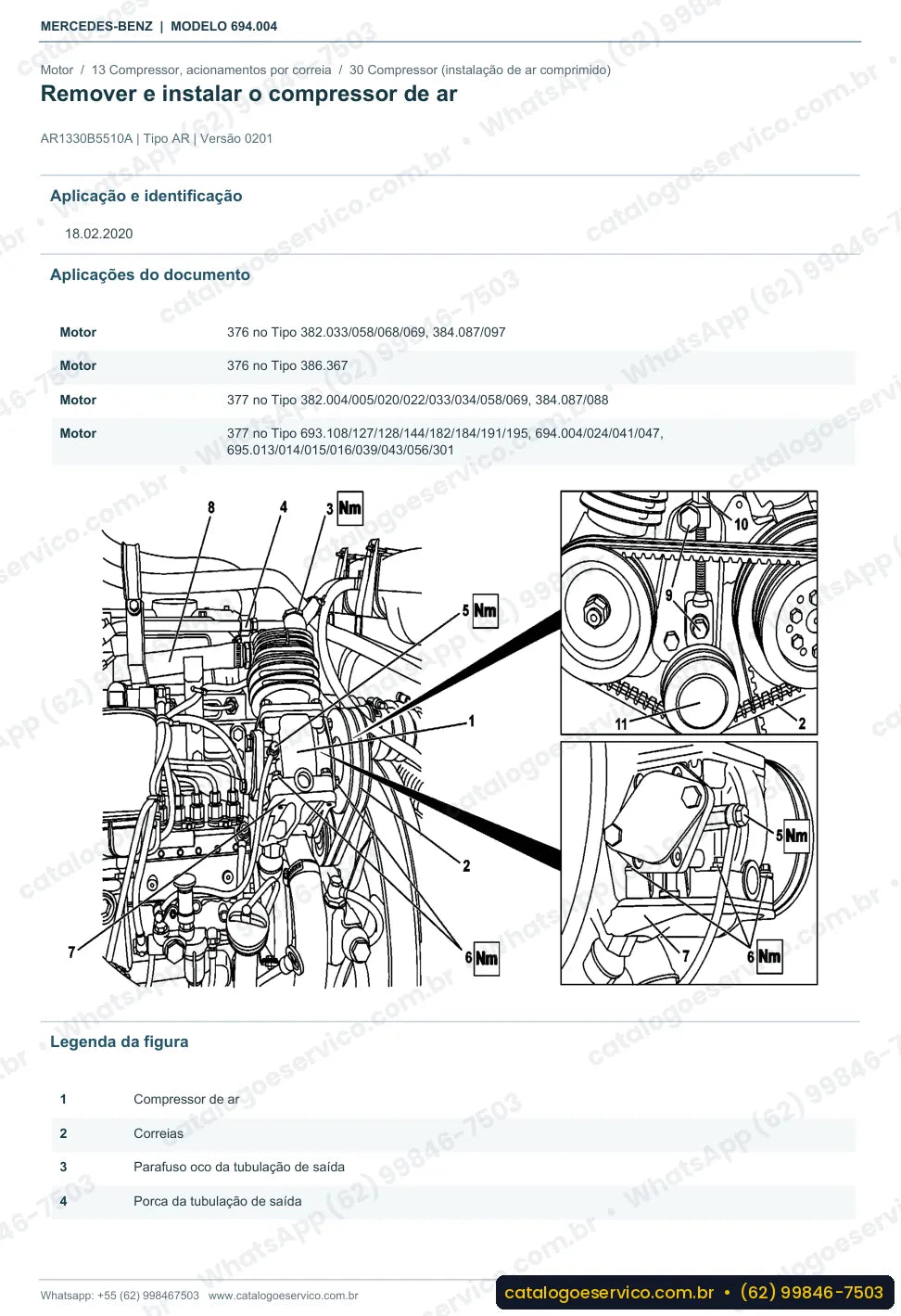 Página de procedimento do manual de oficina Mercedes-Benz Atron L 1218 R