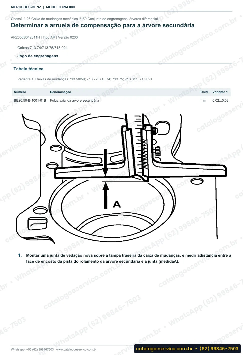Página de procedimento do manual de oficina Mercedes-Benz Atron L 1318