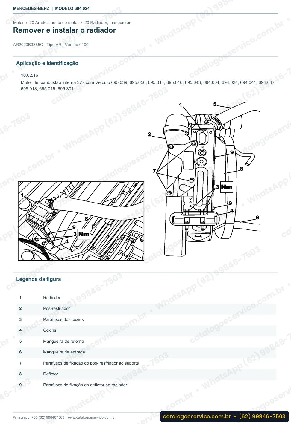 Página de procedimento do manual de oficina Mercedes-Benz Atron L 1418 R