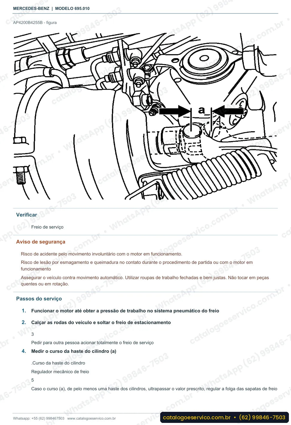 Página de procedimento do manual de oficina Mercedes-Benz Atron L 1624