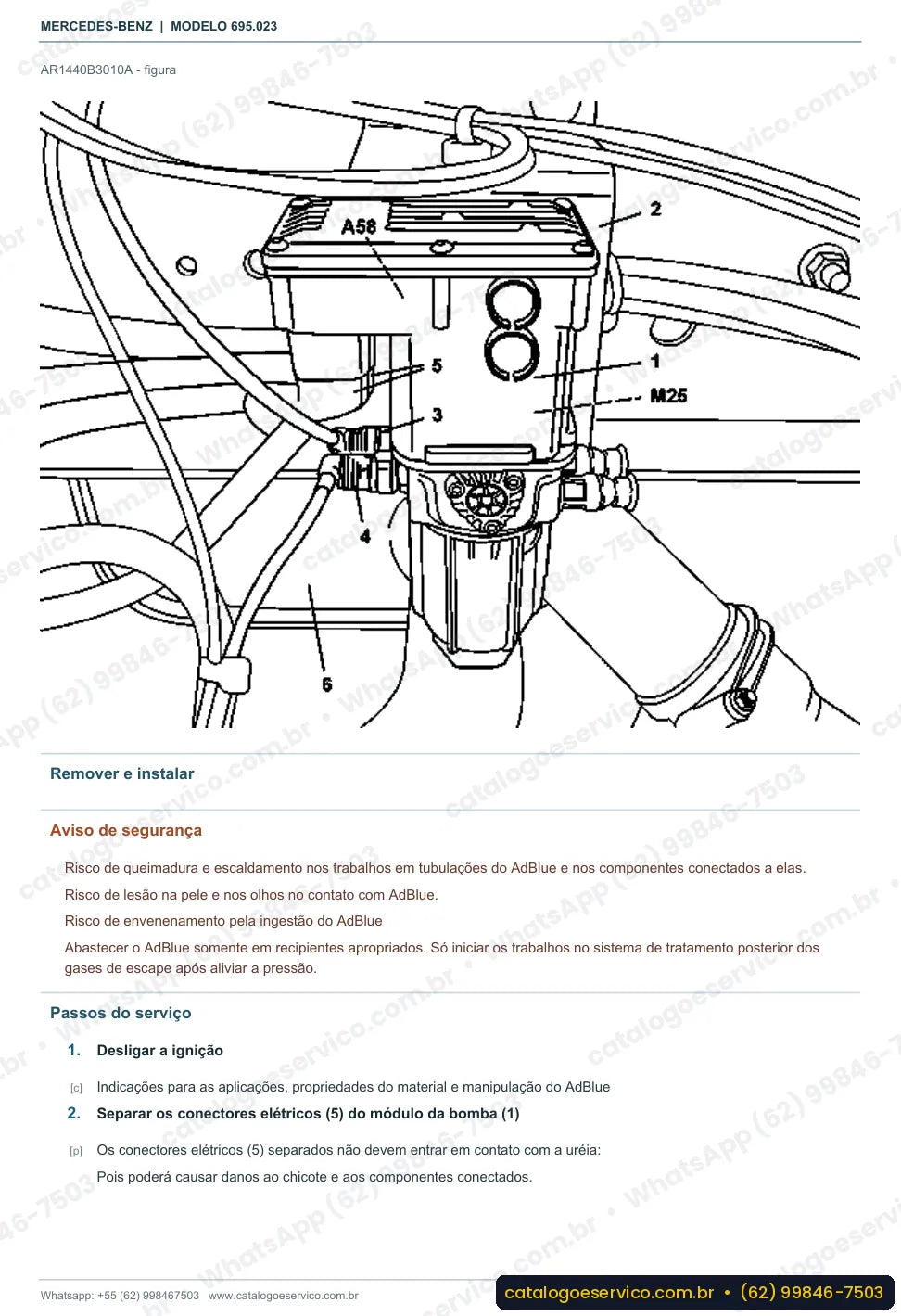 Página de procedimento do manual de oficina Mercedes-Benz Atron L 1635