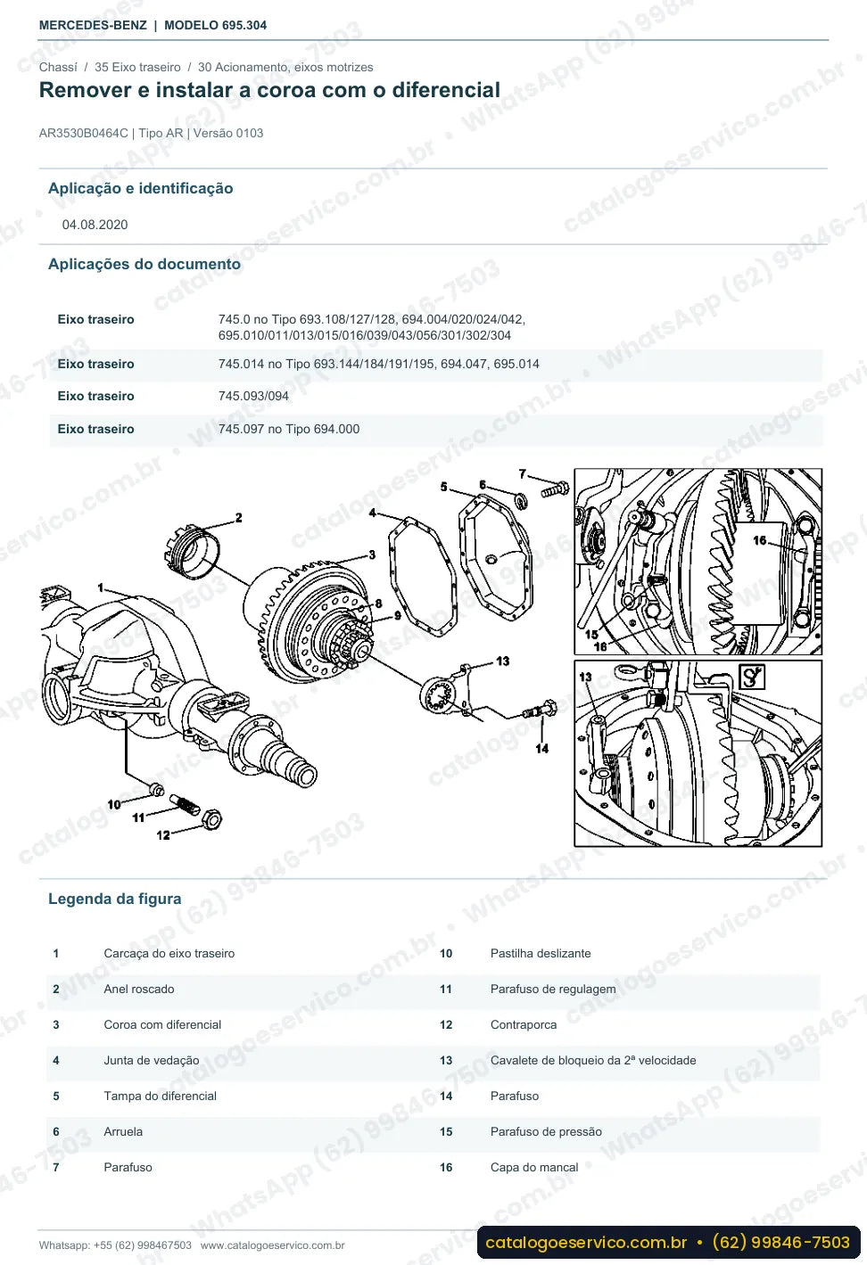 Página de procedimento do manual de oficina Mercedes-Benz Atron L 2324