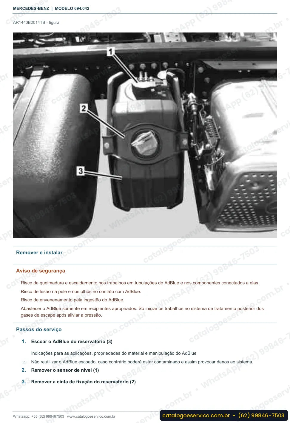 Página de procedimento do manual de oficina Mercedes-Benz Atron LK 1318