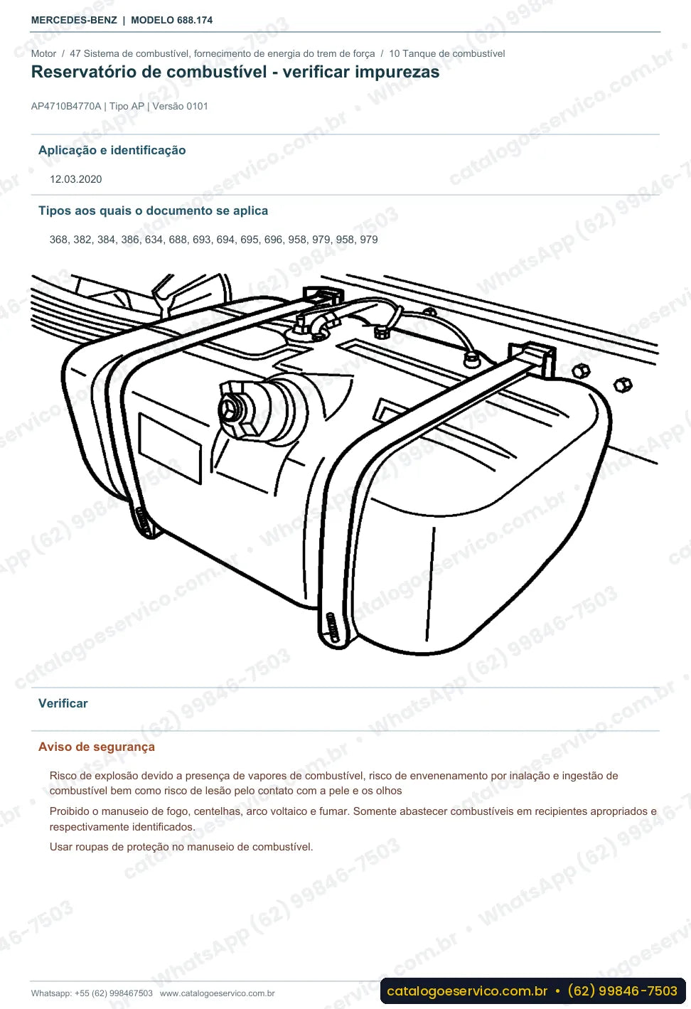 Página de procedimento do manual de oficina Mercedes-Benz Atron LO 809