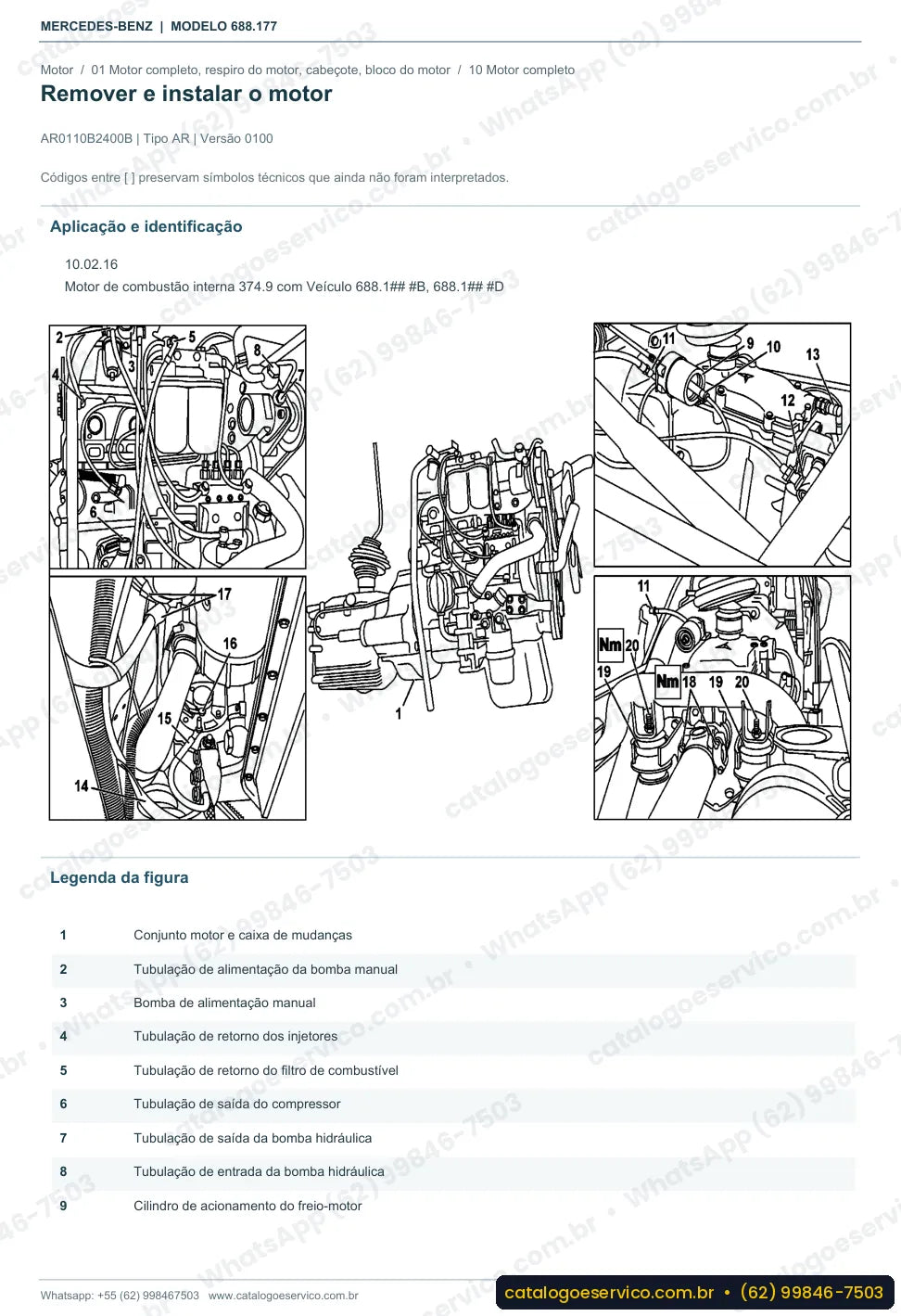 Página de procedimento do manual de oficina Mercedes-Benz Atron LO 812