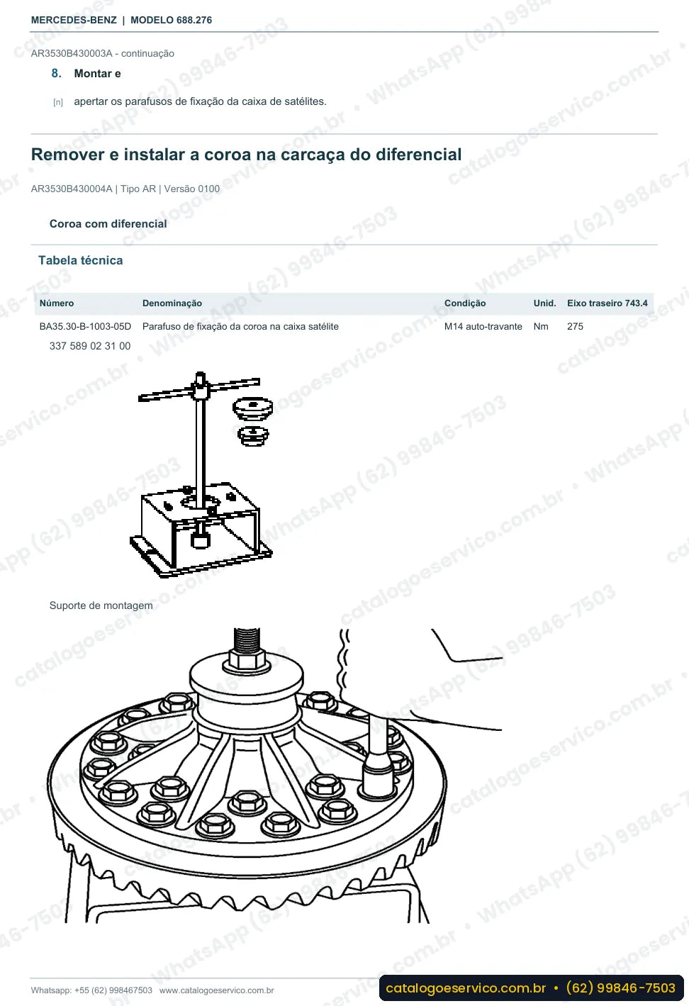 Página de procedimento do manual de oficina Mercedes-Benz Atron LO 914