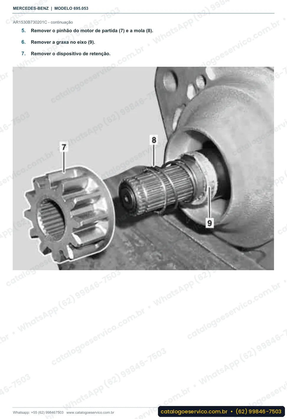 Página de procedimento do manual de oficina Mercedes-Benz Atron LS 1635