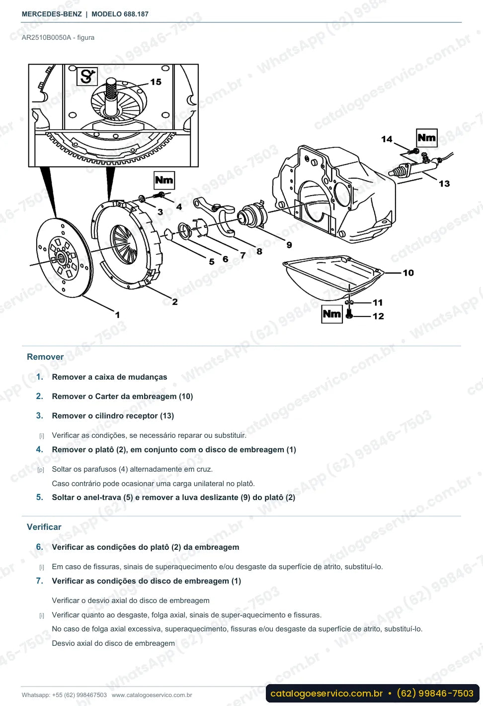 Página de procedimento do manual de oficina Mercedes-Benz Atron OF 812
