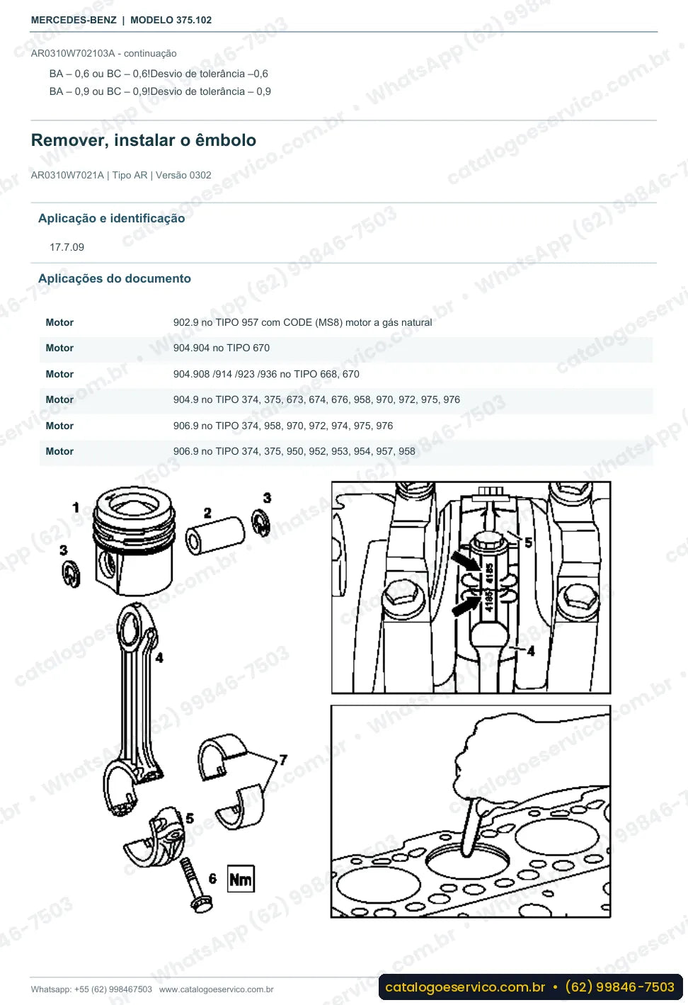 Página de procedimento do manual de oficina Mercedes-Benz Axor 1215 C
