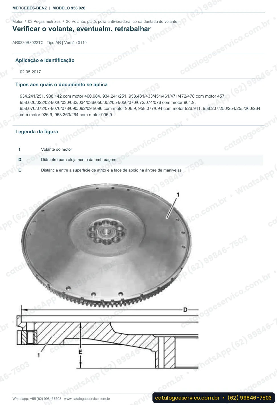 Página de procedimento do manual de oficina Mercedes-Benz Axor 1315
