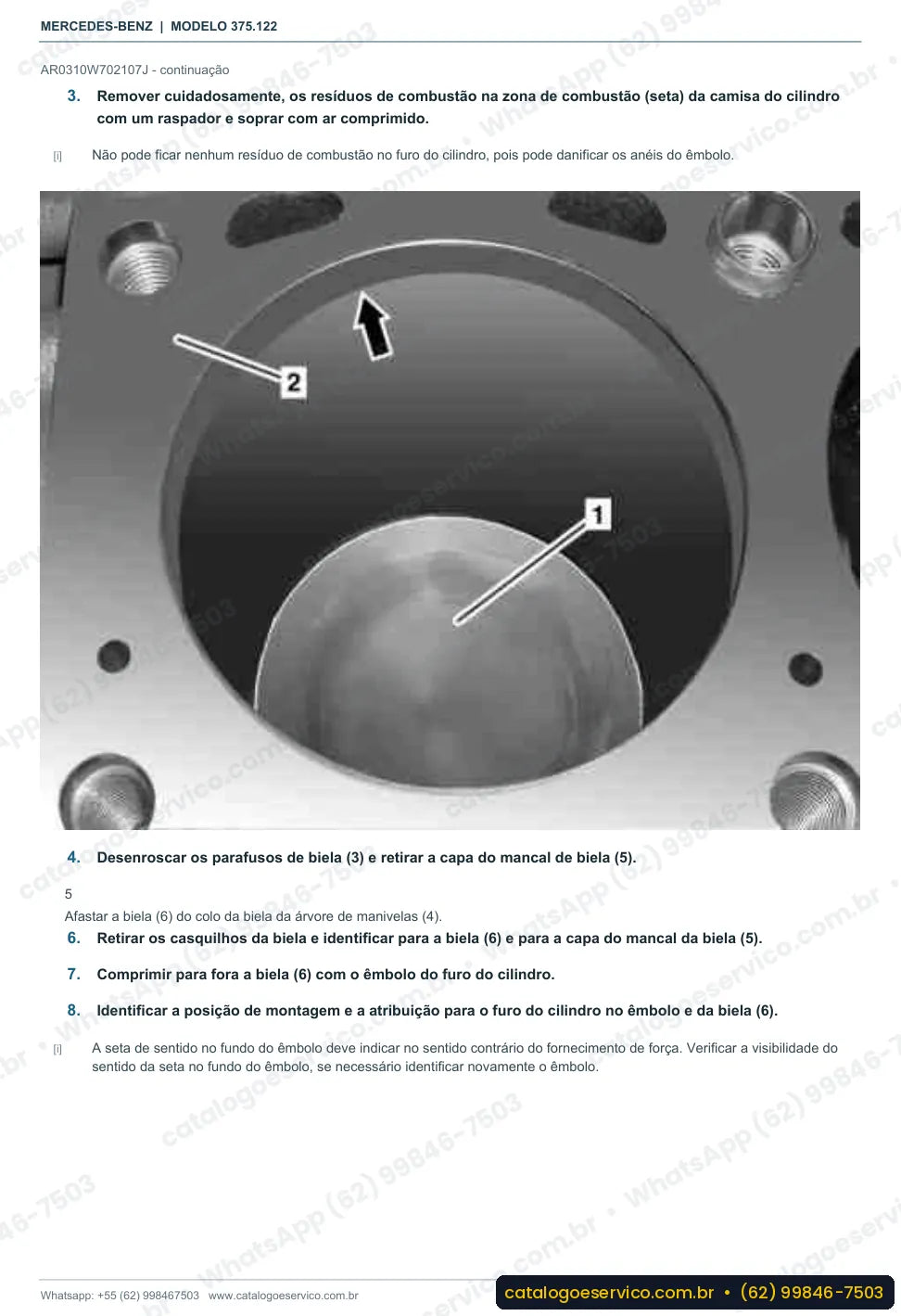 Página de procedimento do manual de oficina Mercedes-Benz Axor 1518 C