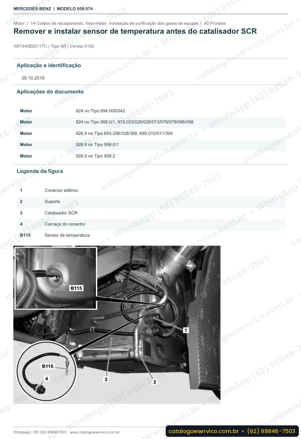 Página de procedimento do manual de oficina Mercedes-Benz Axor 1719