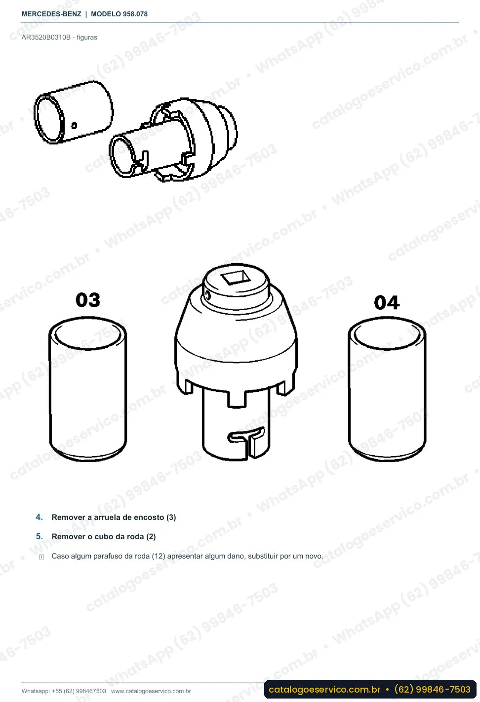 Página de procedimento do manual de oficina Mercedes-Benz Axor 1725 A