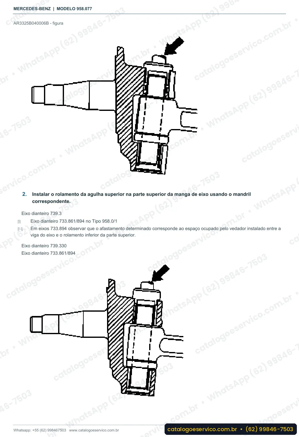 Página de procedimento do manual de oficina Mercedes-Benz Axor 1725 S