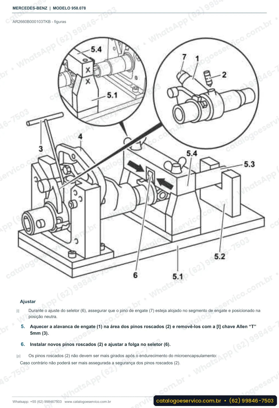 Página de procedimento do manual de oficina Mercedes-Benz Axor 1726 A