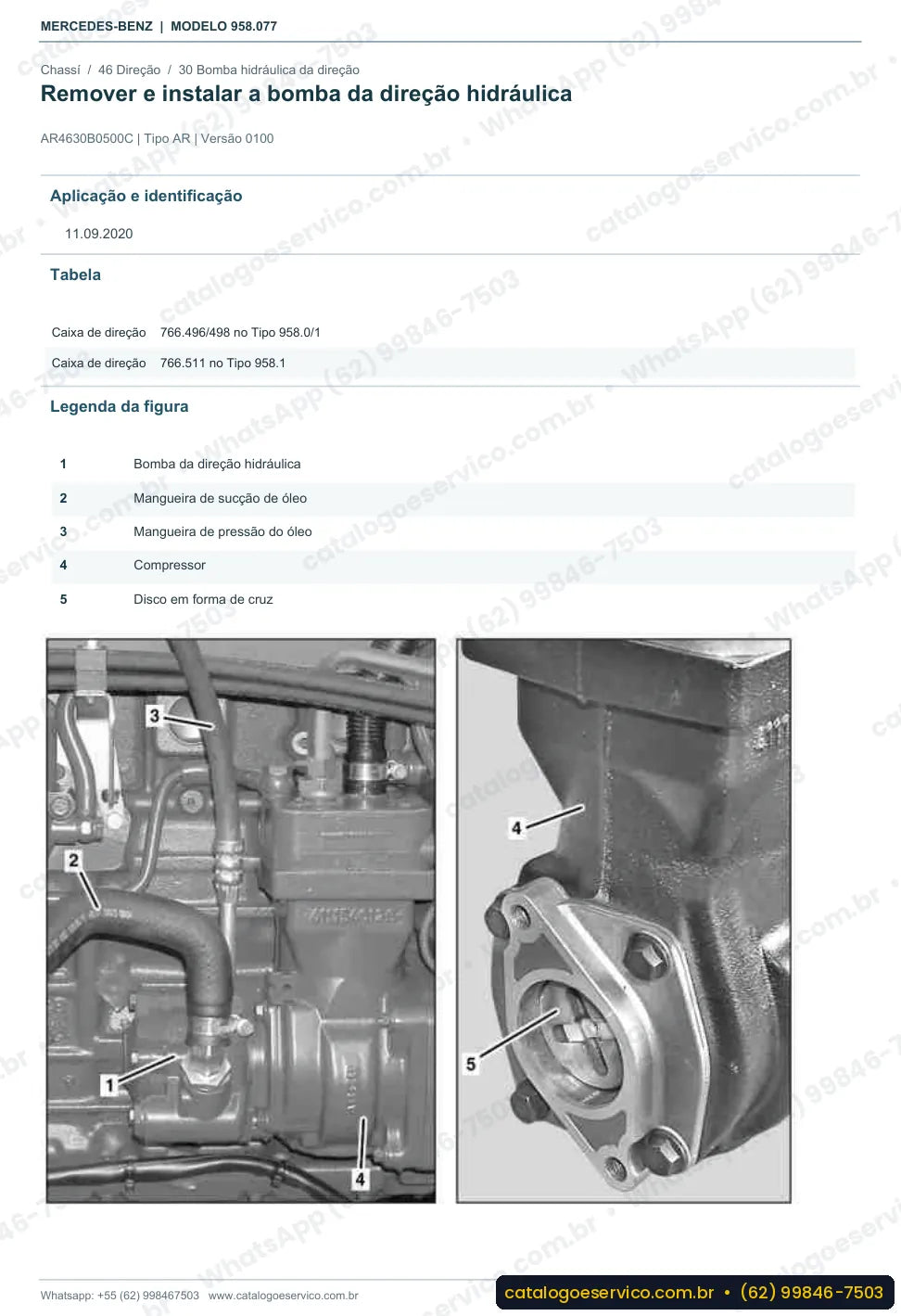 Página de procedimento do manual de oficina Mercedes-Benz Axor 1726 S