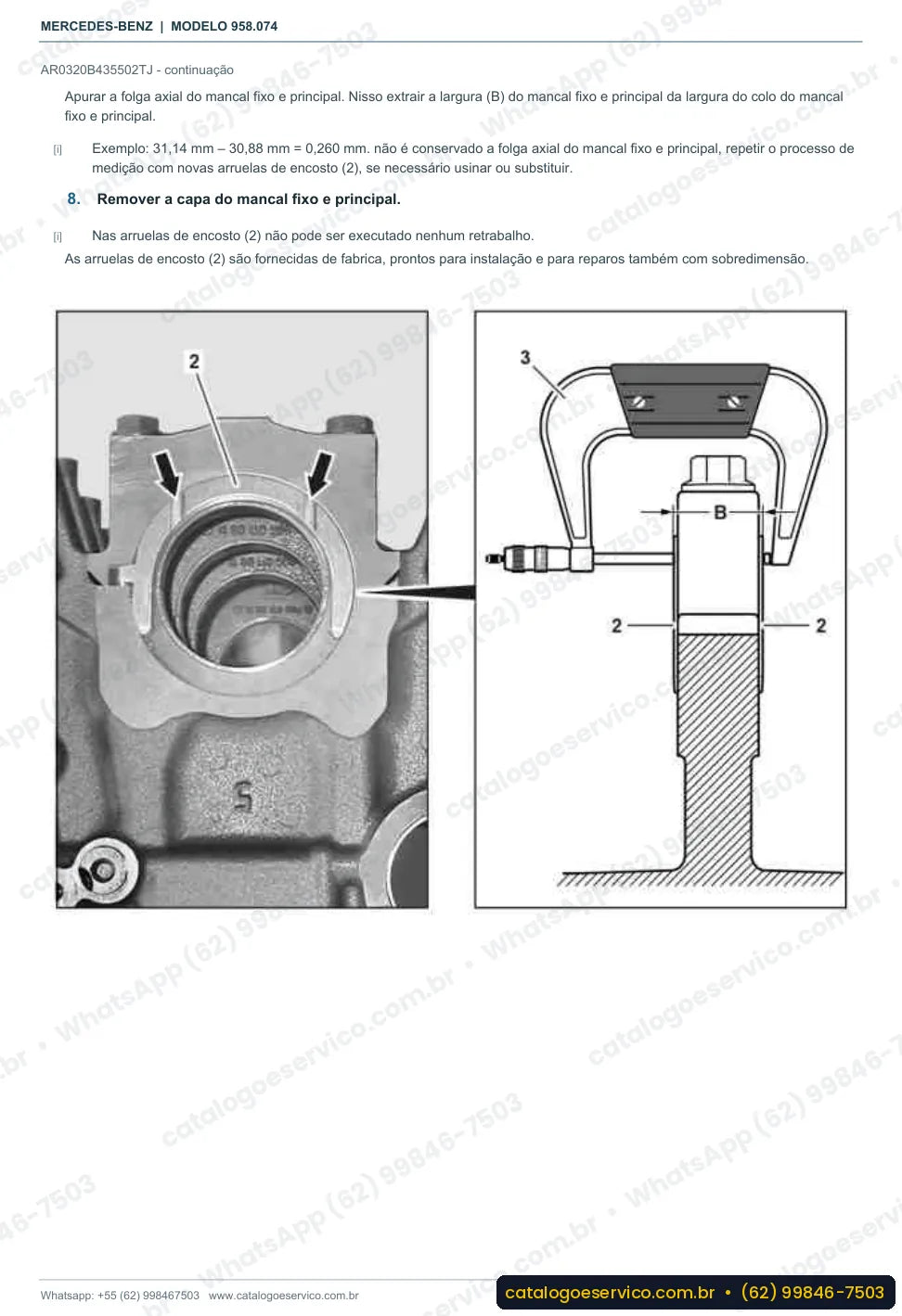 Página de procedimento do manual de oficina Mercedes-Benz Axor 1726