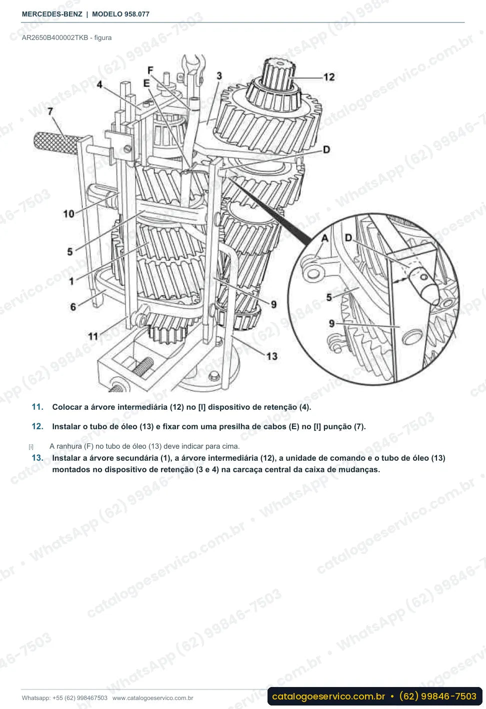 Página de procedimento do manual de oficina Mercedes-Benz Axor 1728 S