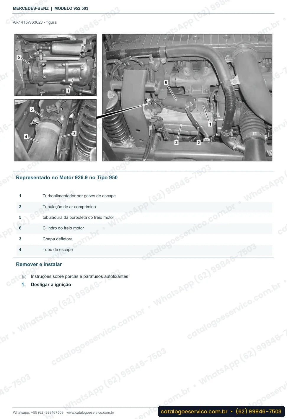 Página de procedimento do manual de oficina Mercedes-Benz Axor 1823 K
