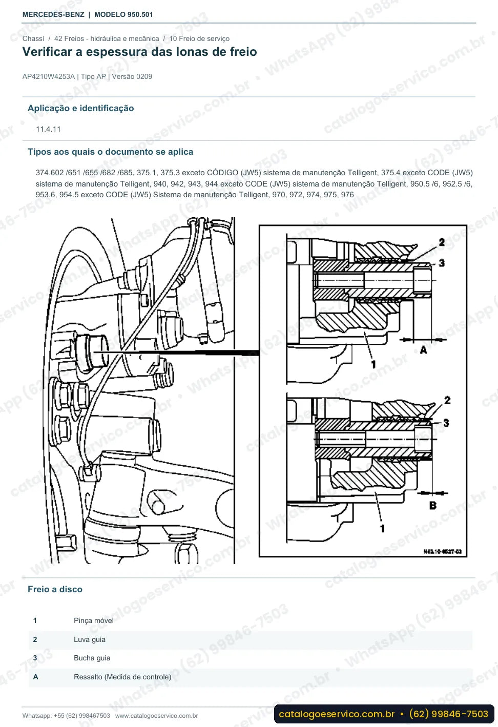 Página de procedimento do manual de oficina Mercedes-Benz Axor 1828 4x2