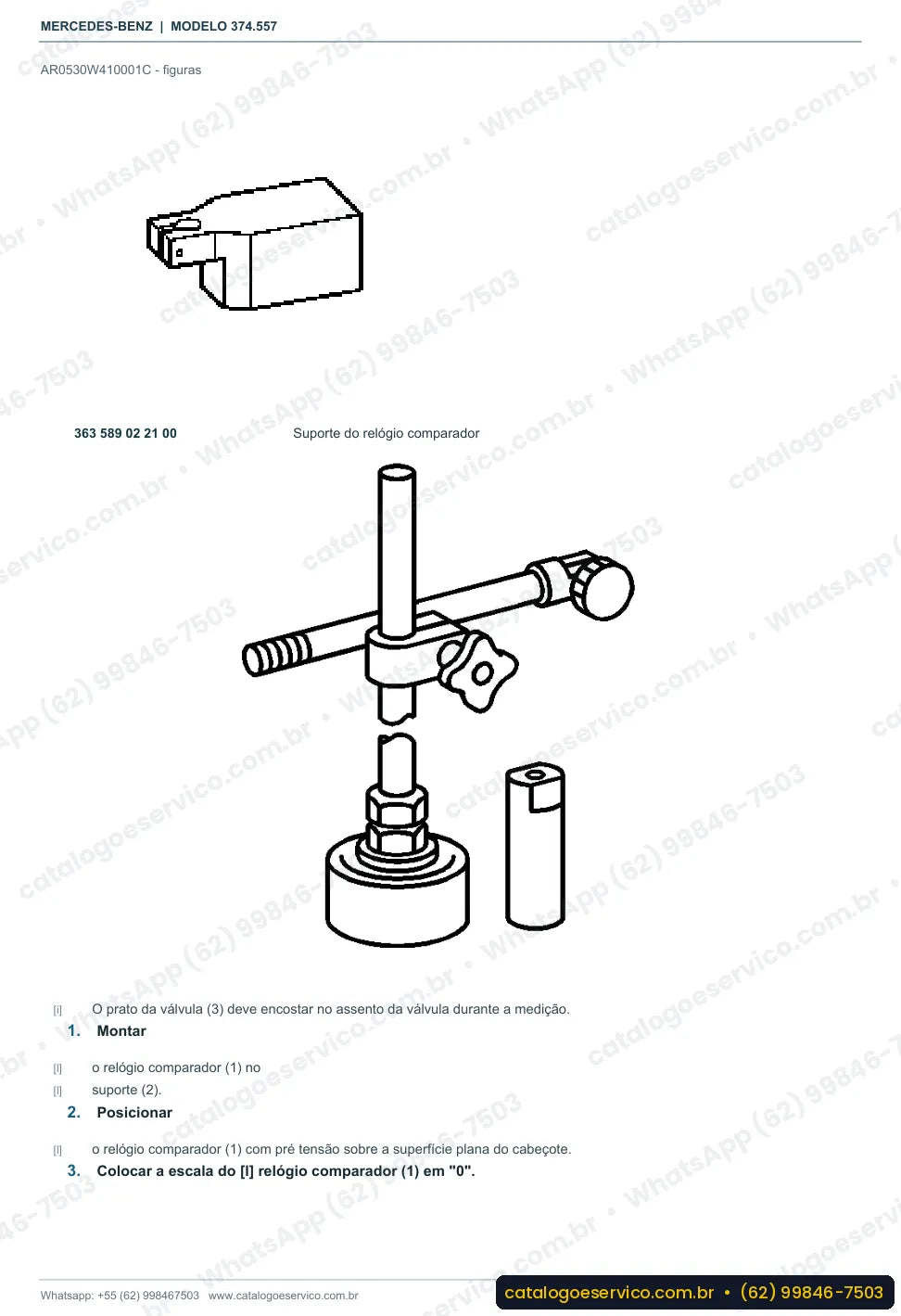 Página de procedimento do manual de oficina Mercedes-Benz Axor 1828 AK