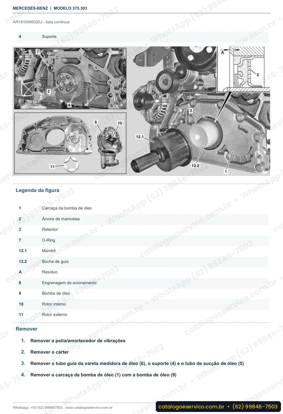 Página de procedimento do manual de oficina Mercedes-Benz Axor 1829 K