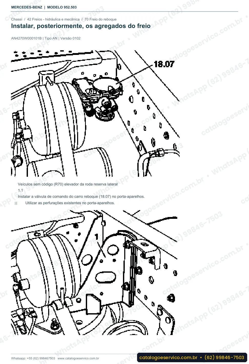 Página de procedimento do manual de oficina Mercedes-Benz Axor 1829 K