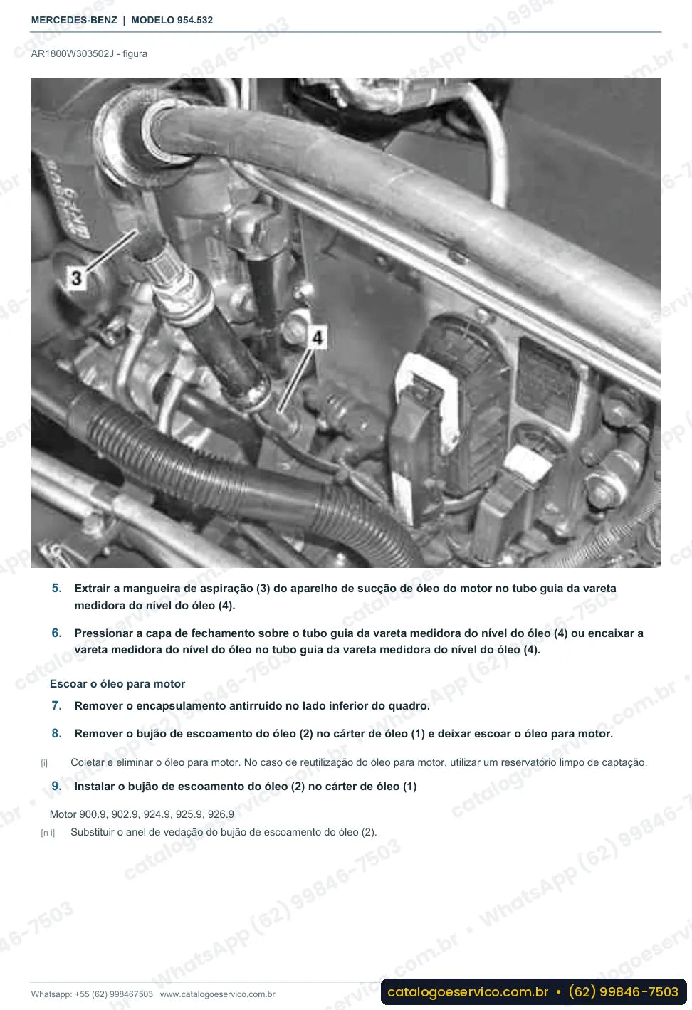 Página de procedimento do manual de oficina Mercedes-Benz Axor 1829 LS